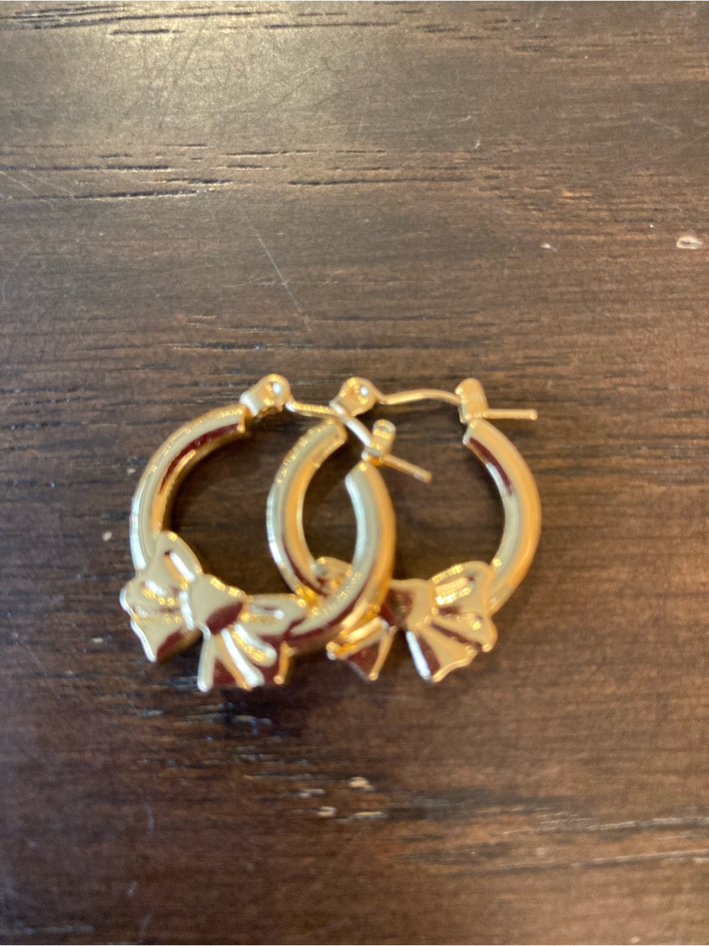 Gold Bow Hoop Earrings - Ladies 14k Plated Jewelry